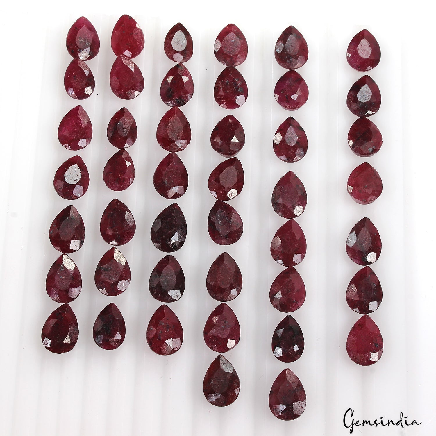 280.00 Ct Natural Red Ruby Pear Cut Faceted Loose Wholesale Gemstone Lot 44 Pcs