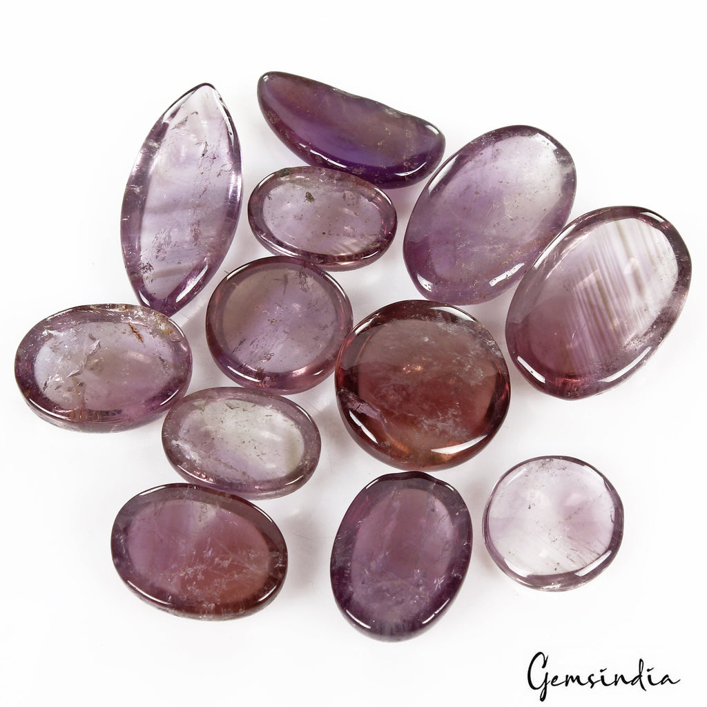 213 Cts/12 Pcs Natural Untreated Purple Amethyst Pear Cab Loose Gems For Jewelry