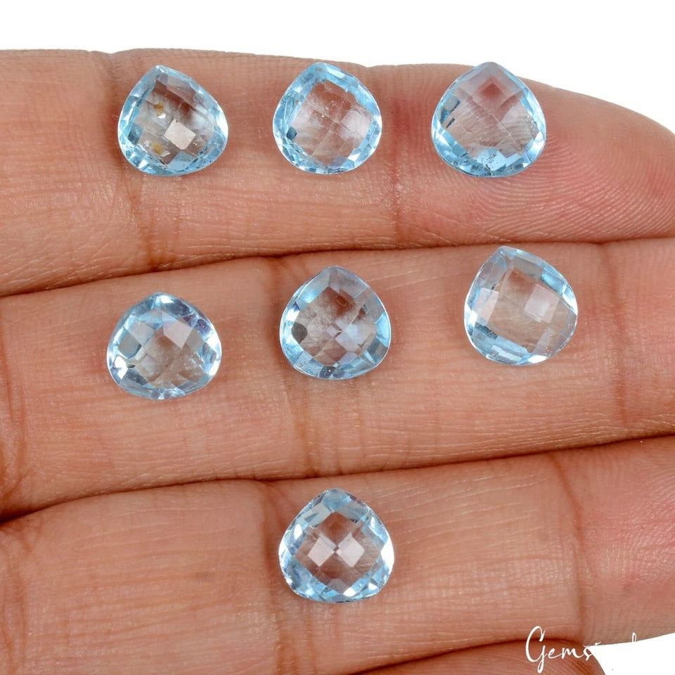 VVS 22.50 Cts Natural Swiss Blue Topaz AAA Pear Checker Cut 9mm Loose Gemstones