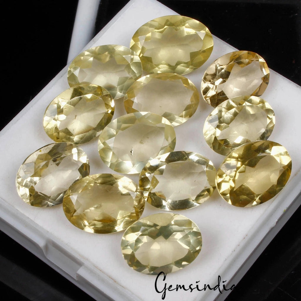 Lemon Quartz Lot, Loose Gemstone, Untreated — 12 Pieces, 16mm to 18mm, 97.70 Ct