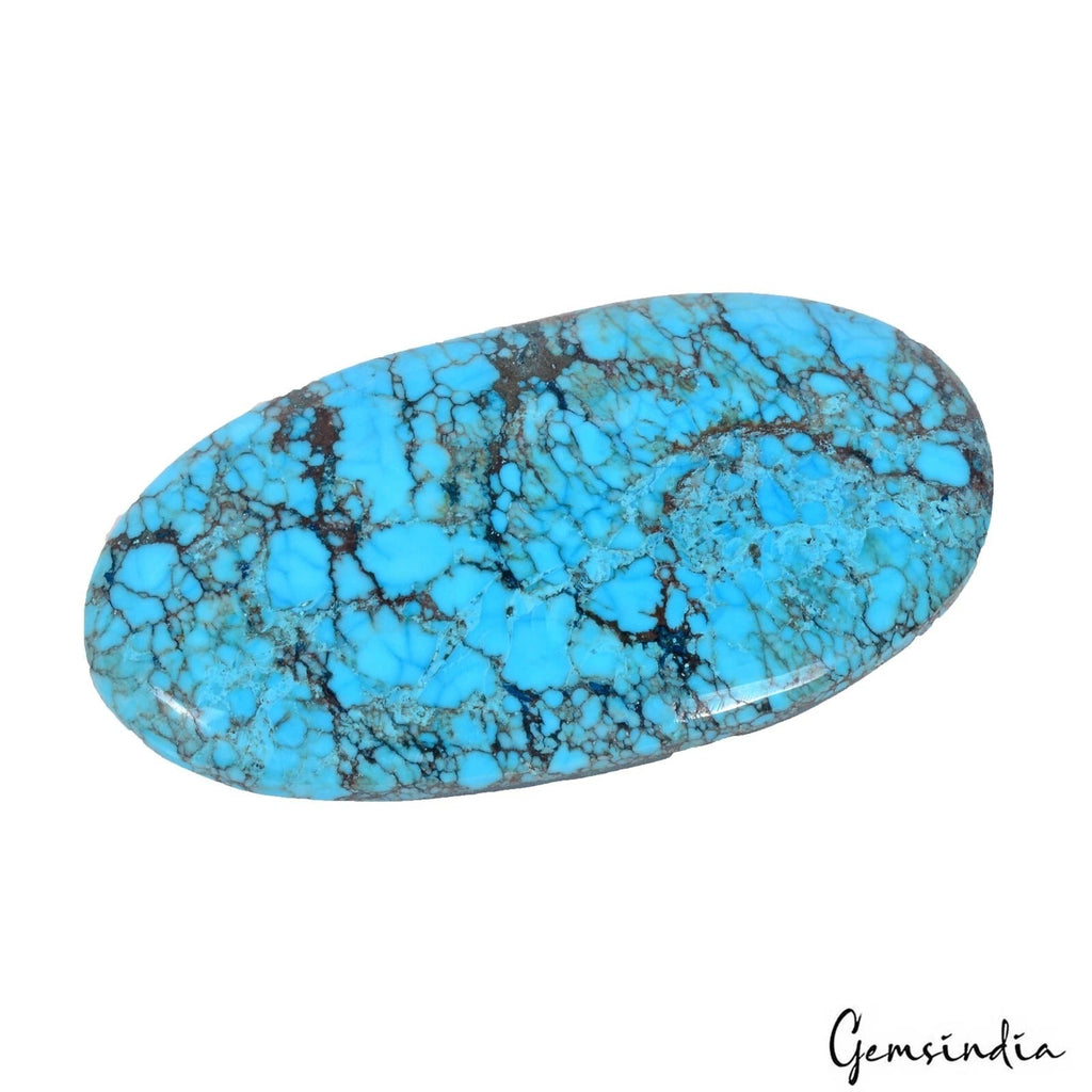 70 Ct Natural Blue Arizona USA Spiderweb Turquoise Oval Cab Gemstone For Pendant