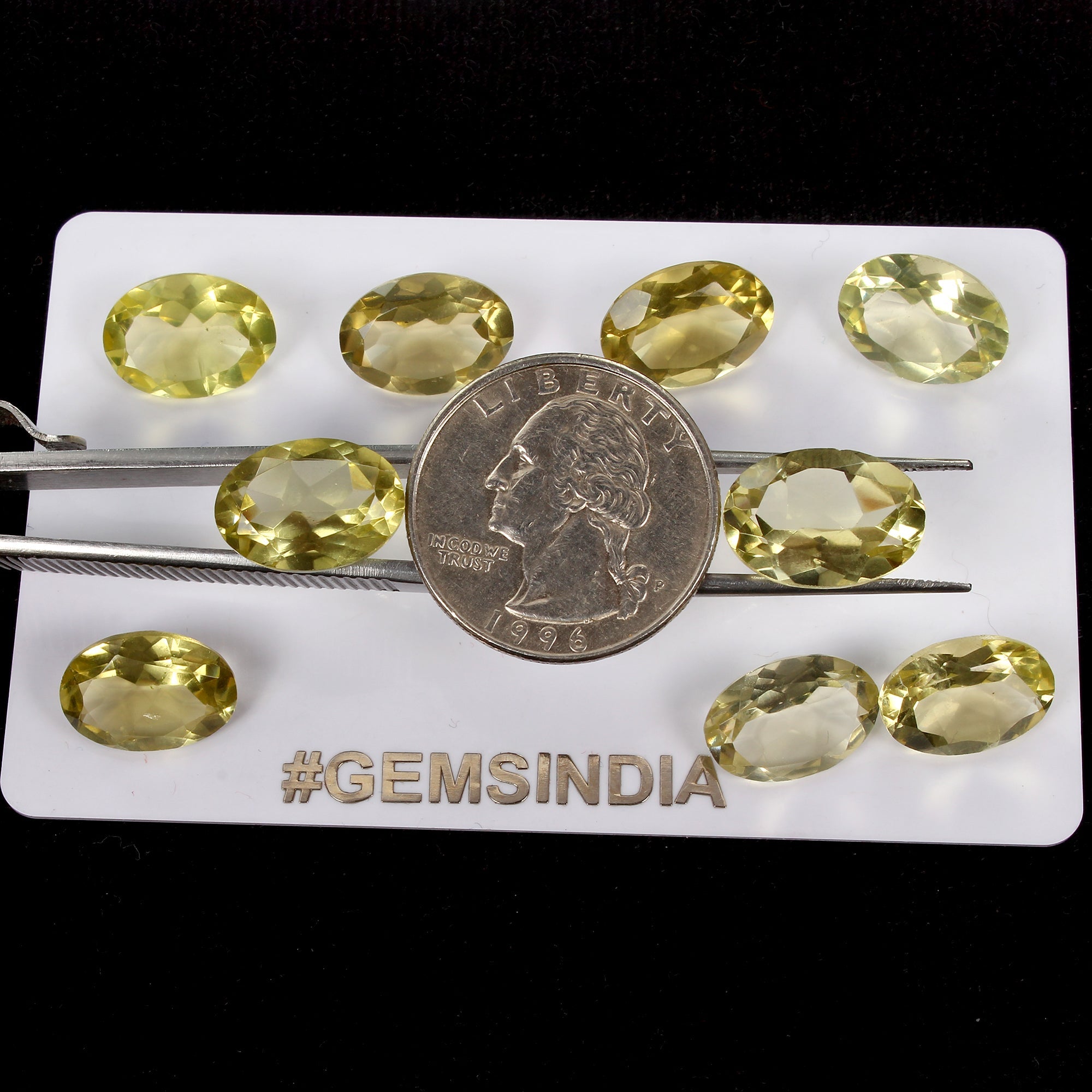 14x10mm Natural Lemon Quartz Oval Cut Loose Jewelry Gemstones 9 Pcs / 50.90 Ct