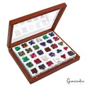 181 Pcs Estate Genuine Semi Precious Loose Multi Color Gem Collection+Wooden Box