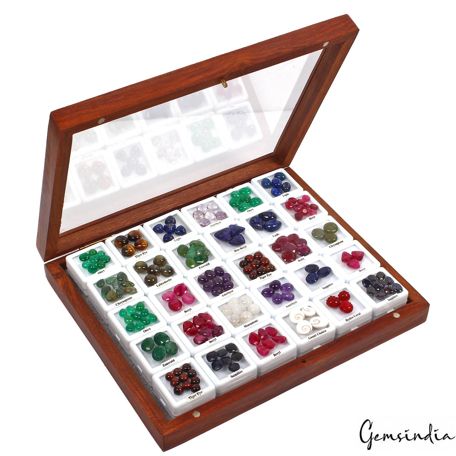 181 Pcs Estate Genuine Semi Precious Loose Multi Color Gem Collection+Wooden Box