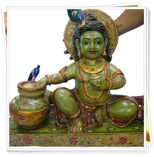 38.9 Kilo /18" Natural Aventurine Bal Krishna Statue Hand crafted Home Decor Art