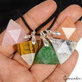 5Pc Natural Multi Gems Reversible Crystal Healing Trillion Shape Pendant Jewelry