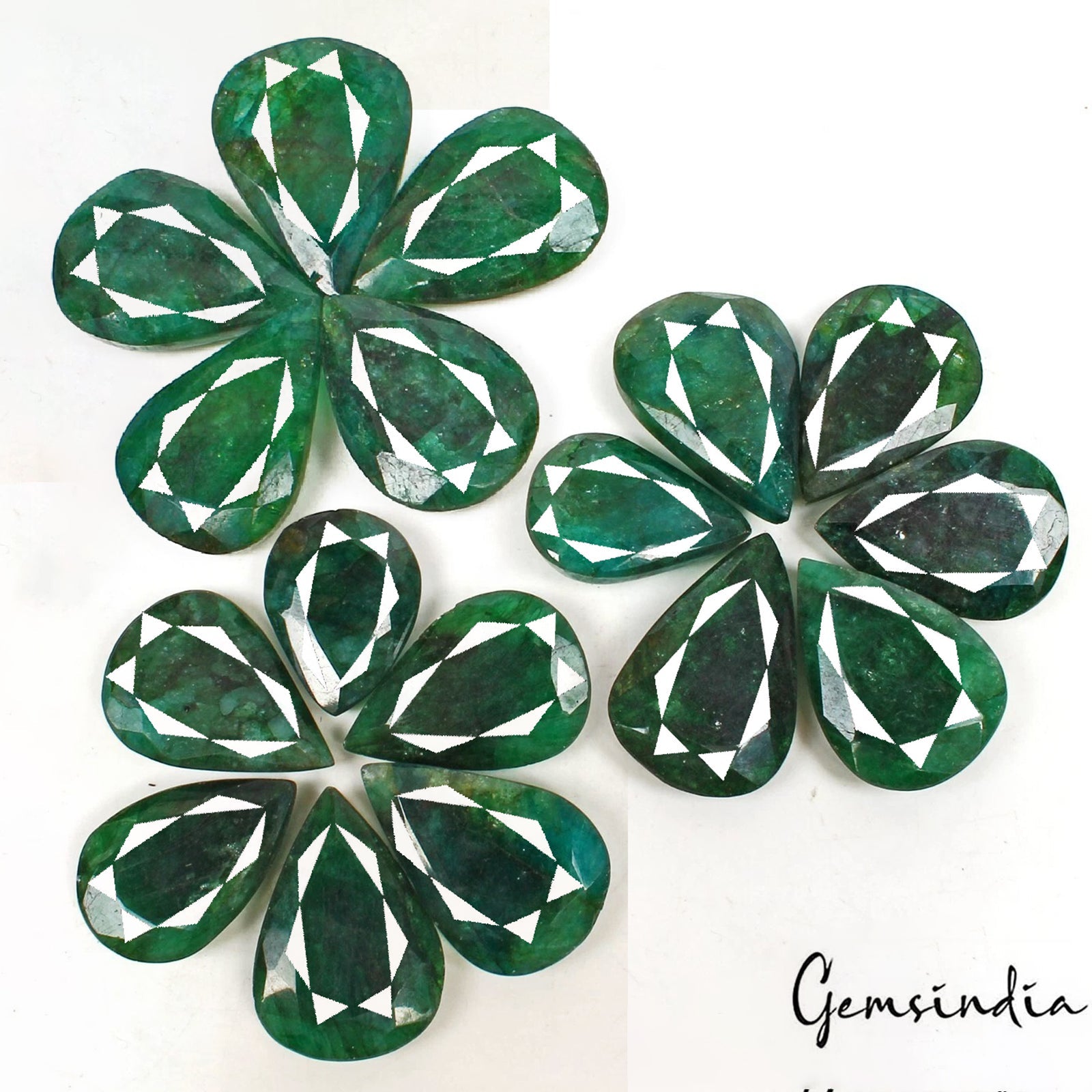 830 Cts/17 Pcs Natural Brazilian Bottle Green Emerald Pear Cut Gems For Jewelry