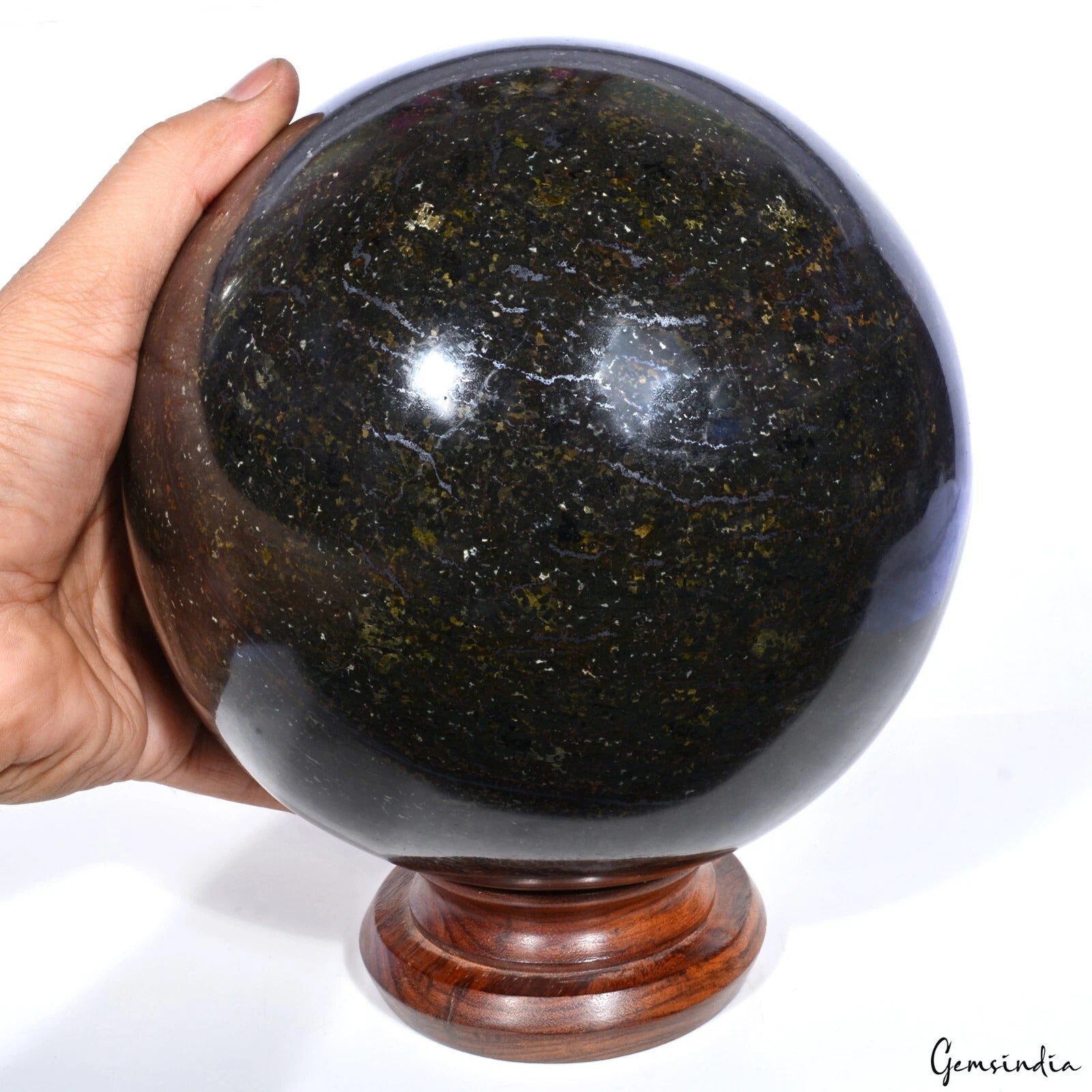 9.8 kg Natural Black Obsidian W/Gold Shine Gemstone Sphere Healing Crystal Ball