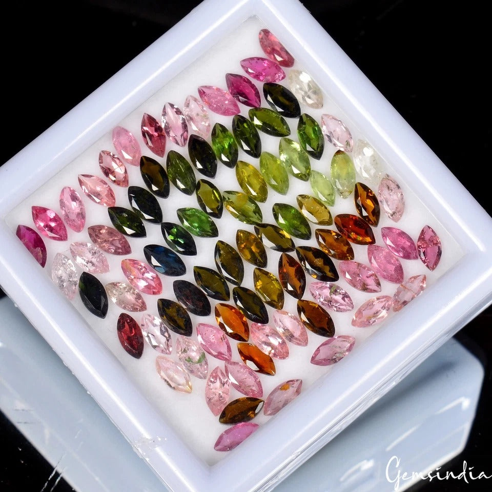 18.50 Ct/81 Pcs Natural Multi-Color Tourmaline Marquise Calibrated 6x3mm Gem Lot