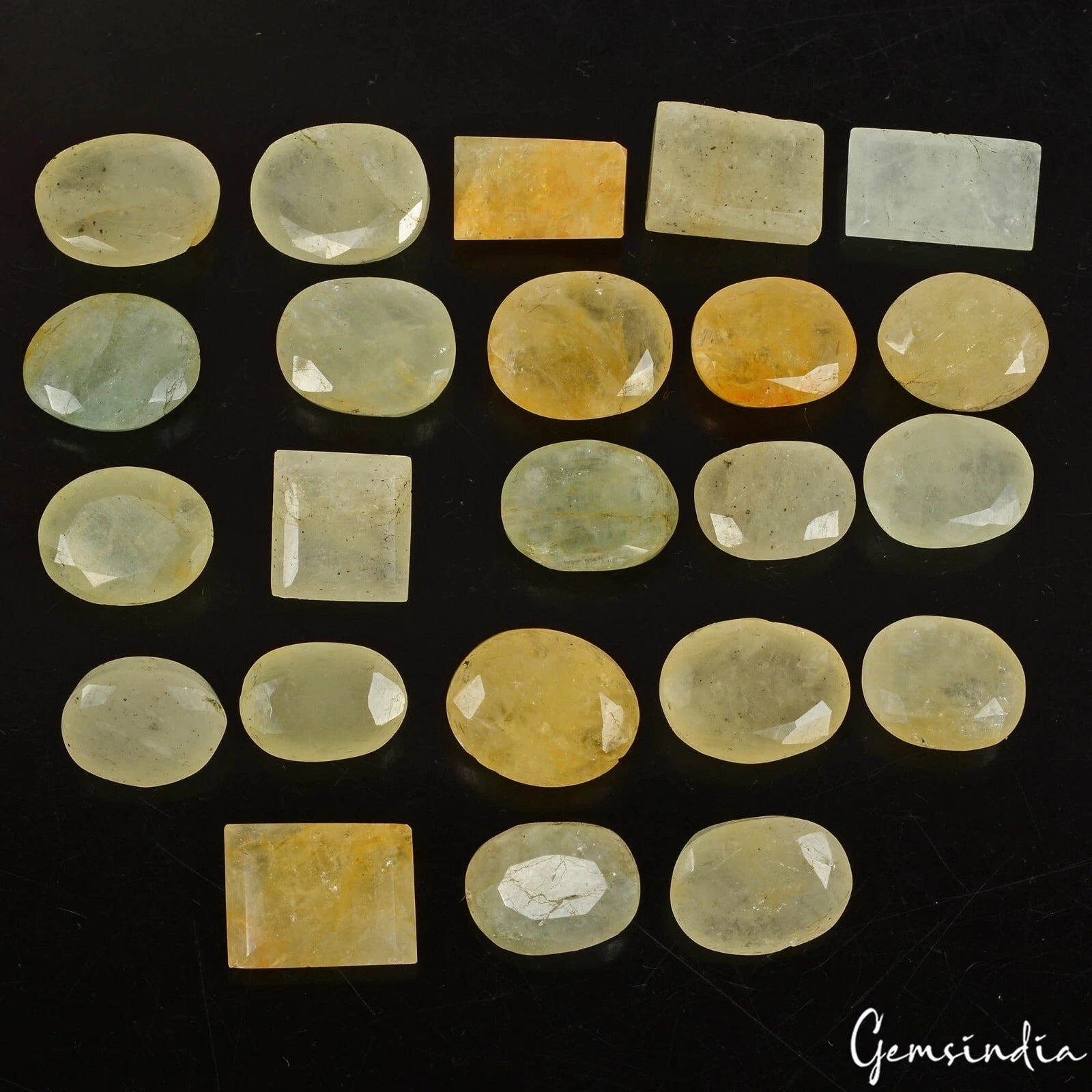 Green Beryl Lot, Loose Gemstone, Untreated, Yellow — 23 Pieces, 13mm to 16mm, 220 Ct, Brazil