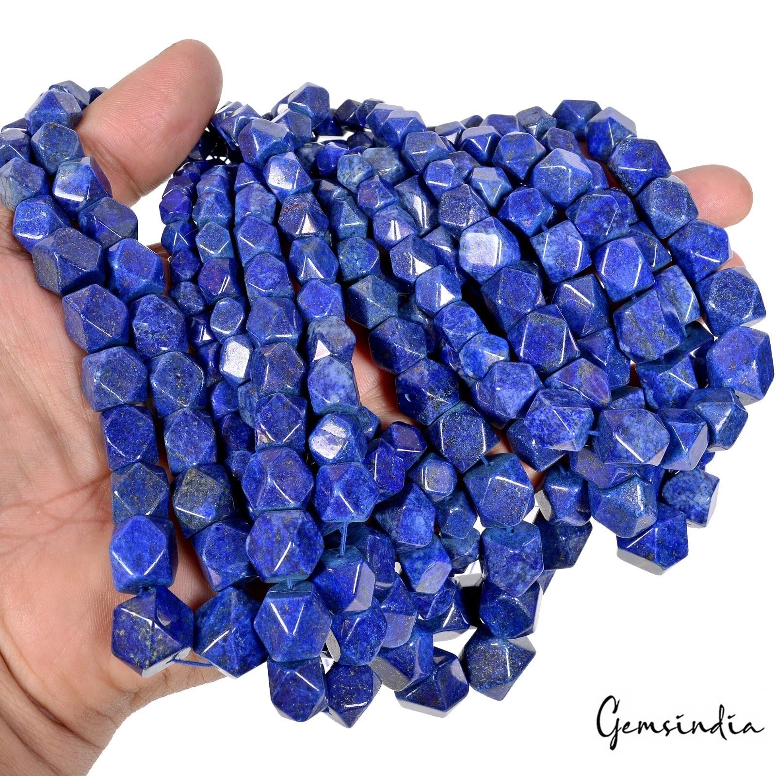 2940 Ct/10 Strand Natural Blue Lapis Lazuli Gems Hexagon Cab Drilled Beads-12"
