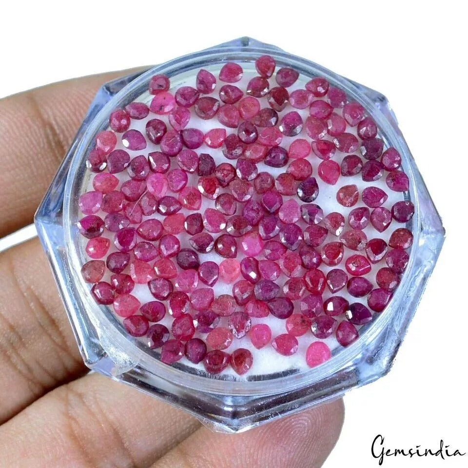 37.60 Cts/155 Pcs Natural Red Ruby Pear Cut Lot Calibrated 3.5x2.5 mm Loose Gems