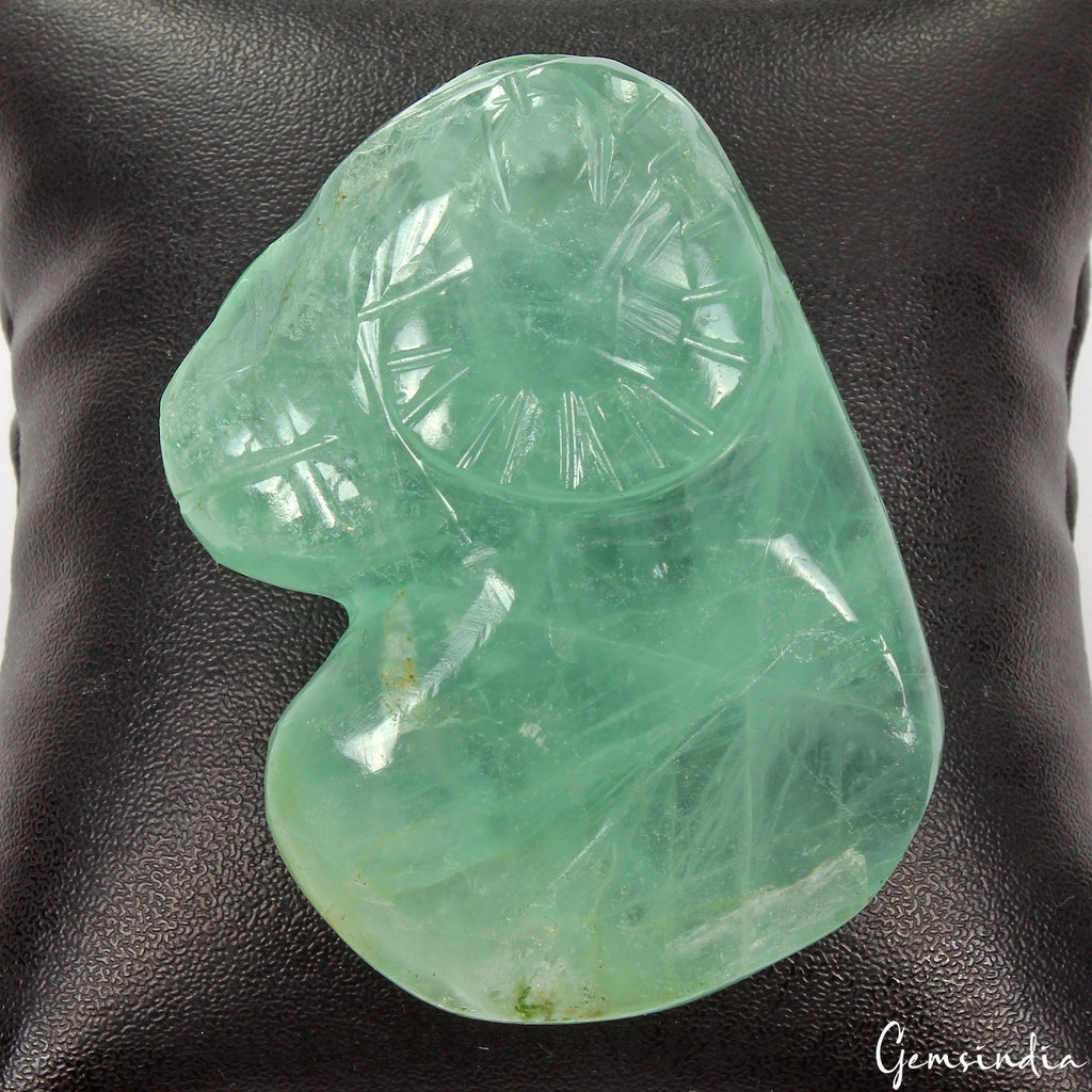 390Ct Natural Untreated Green Fluorite Carved Aries Head Mini Sculpture Huge Gem
