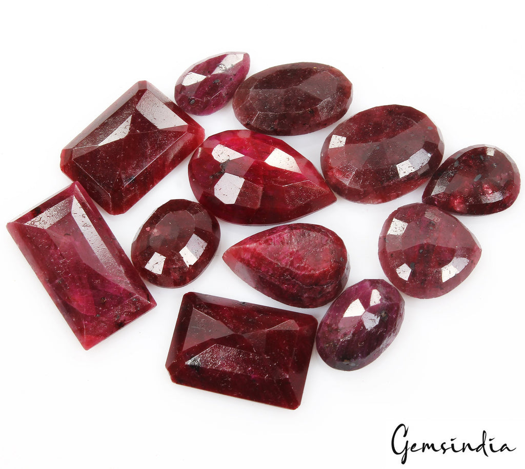 12Pcs Natural African Ruby 18-31mm Mix Faceted Cut Loose Gemstones Wholesale Lot