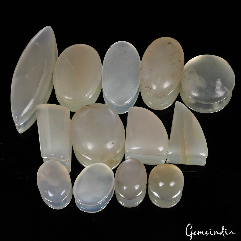190 Ct/13 Pcs Natural Untreated Silky Moonstone Mix Cab Loose Gems Wholesale Lot