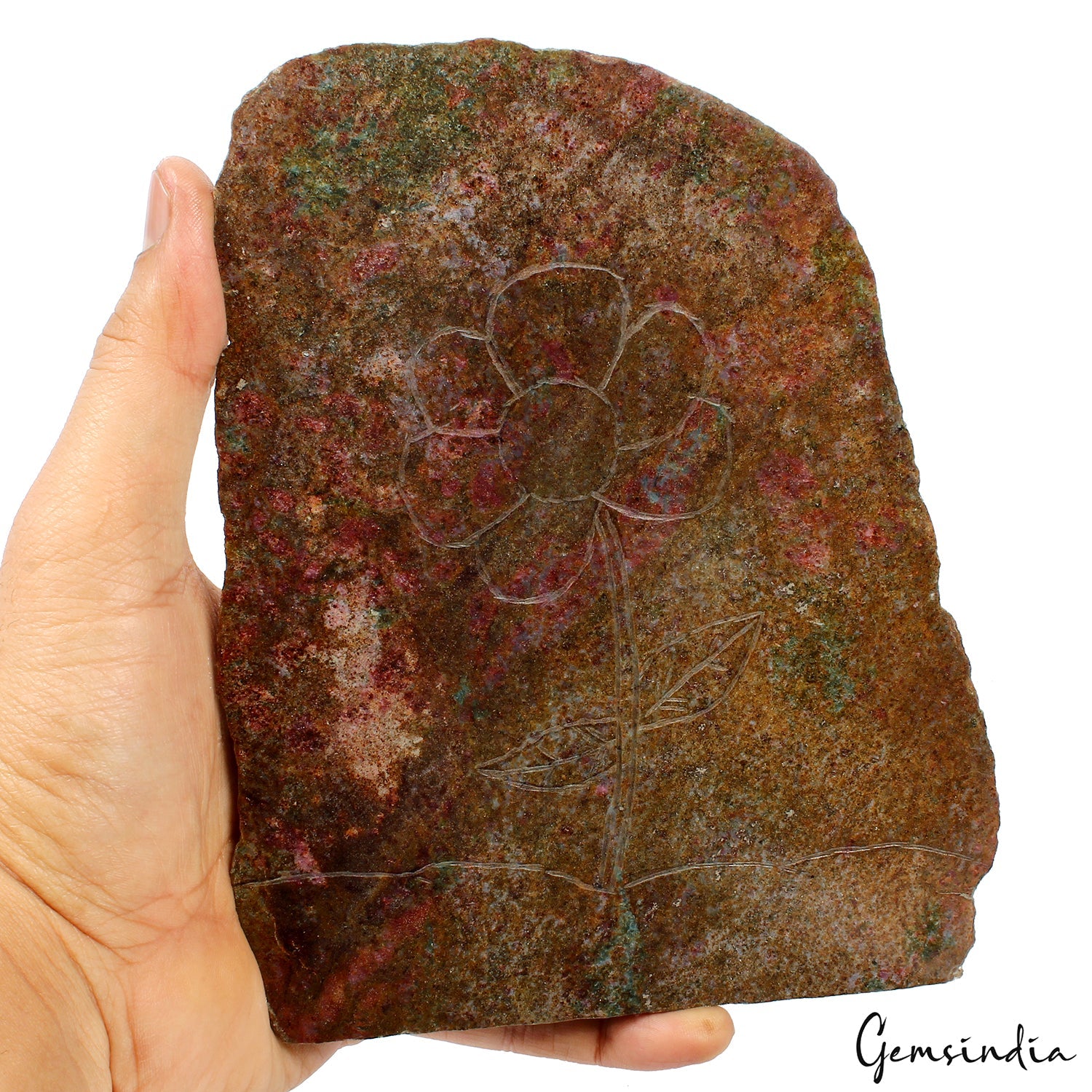 940gram Ruby Kyanite Rough Slab Floral Carved Untreated Crystal Display Specimen