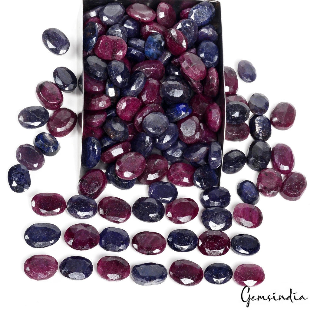 2000 Ct Natural Sapphire & Ruby Oval Cut Loose  13-18mm Gemstones Wholesale Lot