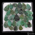39.50 Ct/28 Pcs Natural Untreated Green Emerald Pear Leaf Carved Gem For Jewelry