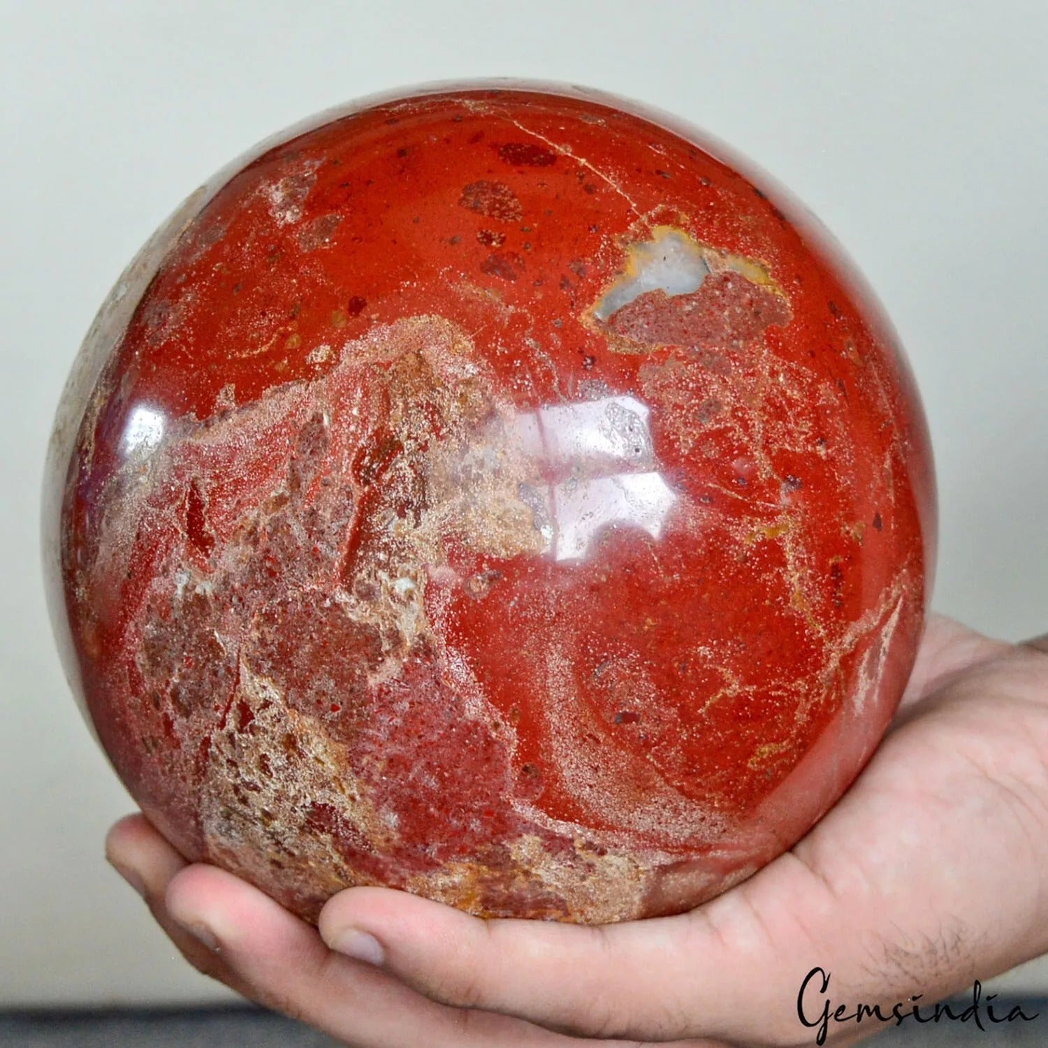 5.5 in Large Red Jasper Ball Crystal Healing Chakra Gemstone Decor Sphere 3.4 kg