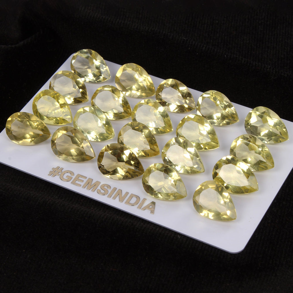 102.10 Ct Pear Cut Lemon Quartz 14x10mm Natural Calibrated Loose Gemstones~20 Pc
