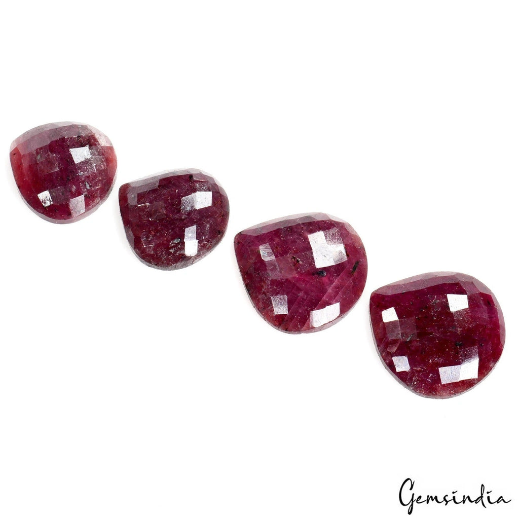 121.60 Cts/4 Pcs Natural Red Ruby Pear Checker Cut Loose Gems Lot For Jewelry ID