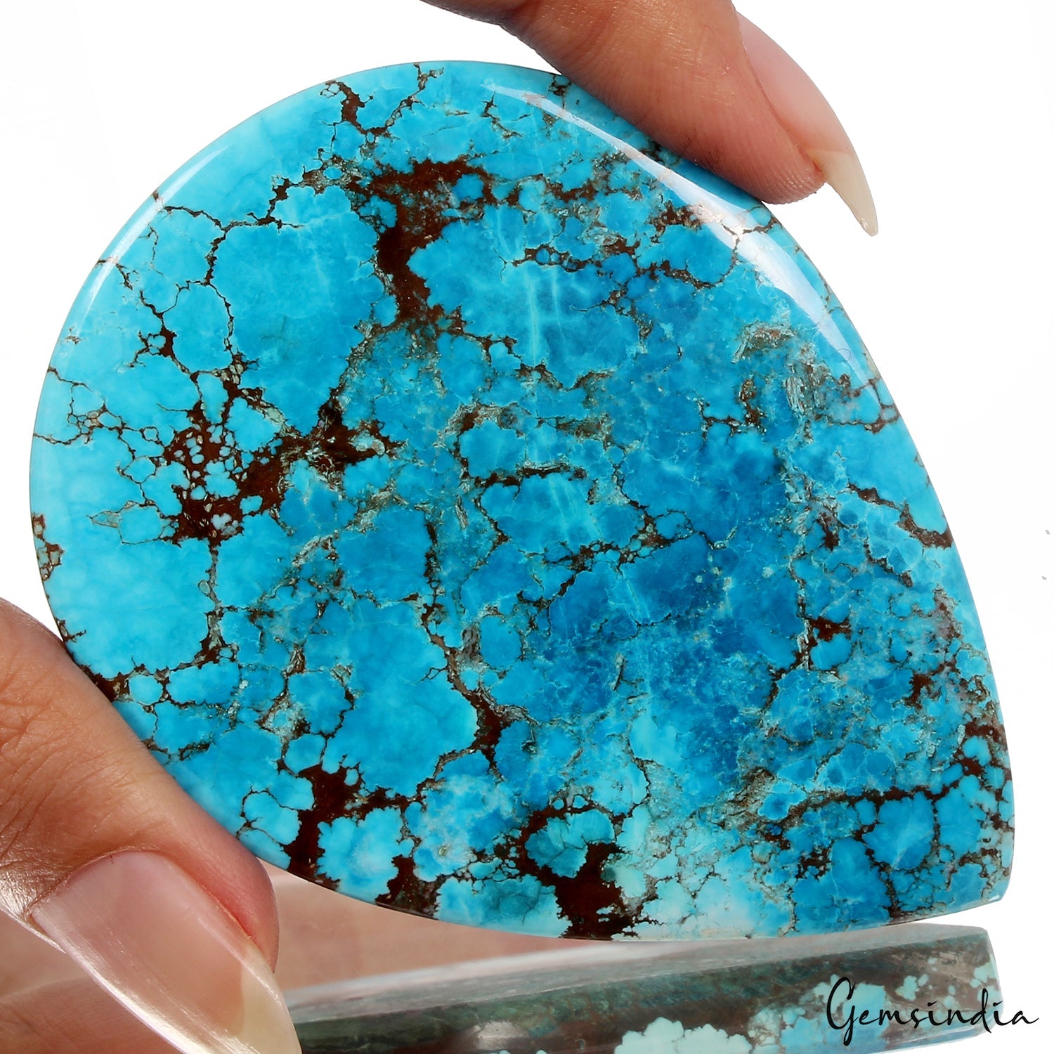 Large 320Ct Spiderweb Turquoise Blue Pear Shape USA Arizona Loose Cab Gemstone