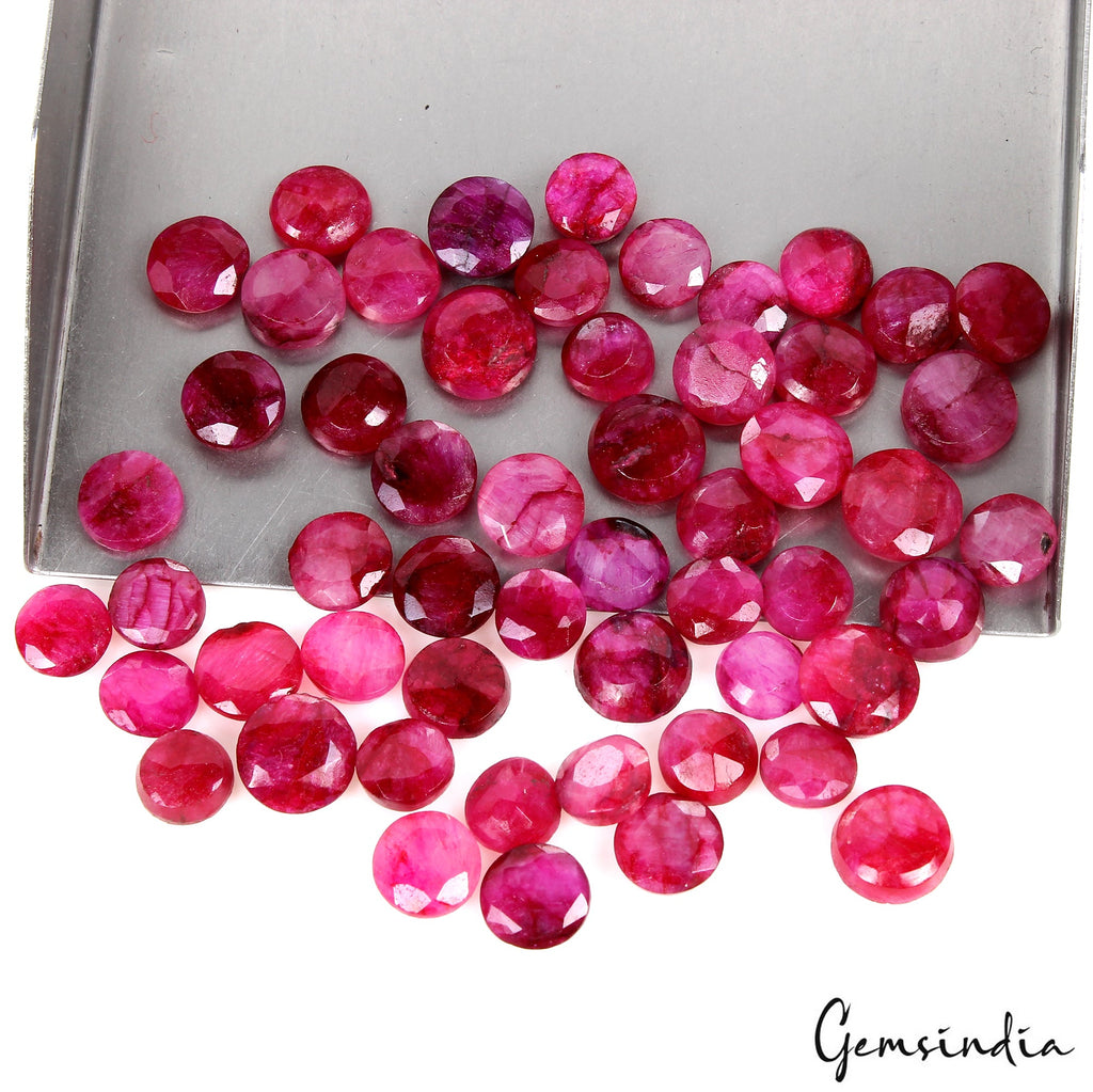 150 Ct Natural Utah Red Beryl/Bixbite Round Faceted Loose Gemstone Lot 54 Pcs