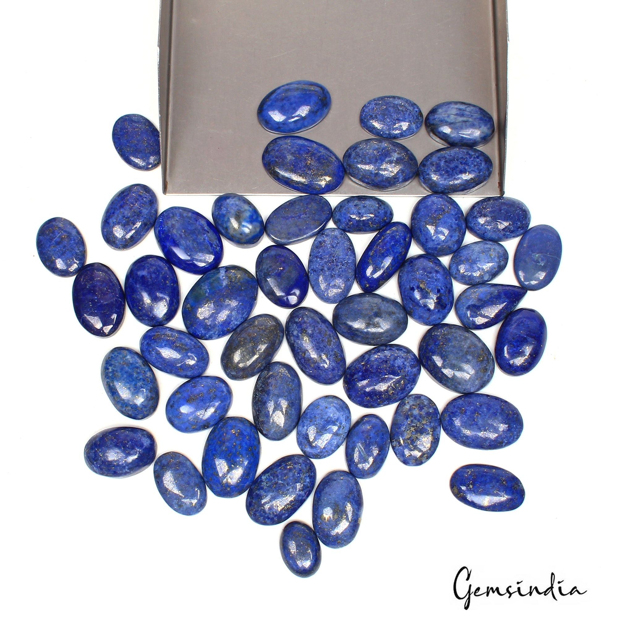 500 Ct Natural Blue Lapis Lazuli Oval Cabochon Loose Wholesale Gems Lot 46 Pcs