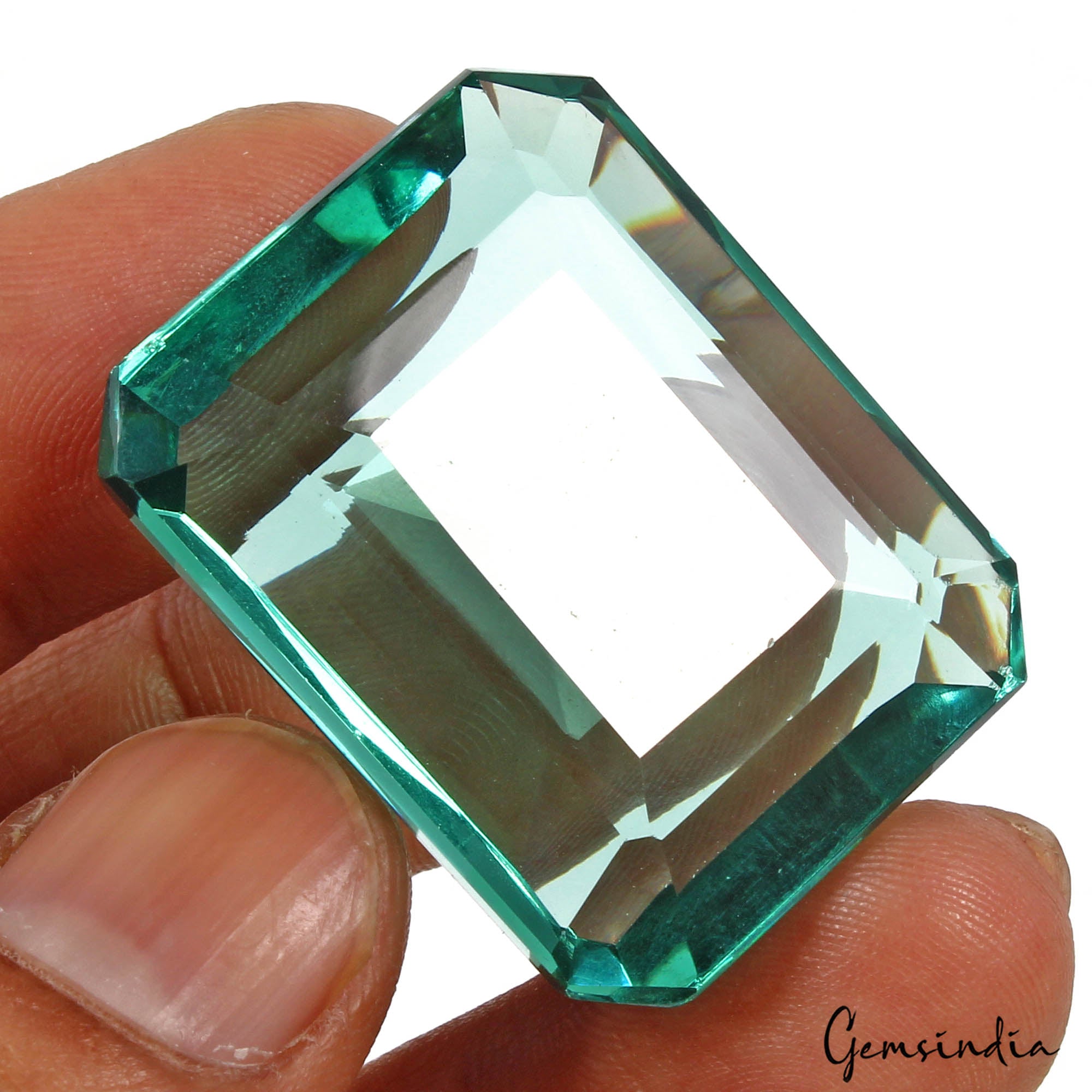 Aquamarine Loose Gemstone, Teal — 35x27x11 mm, 102.20 Ct