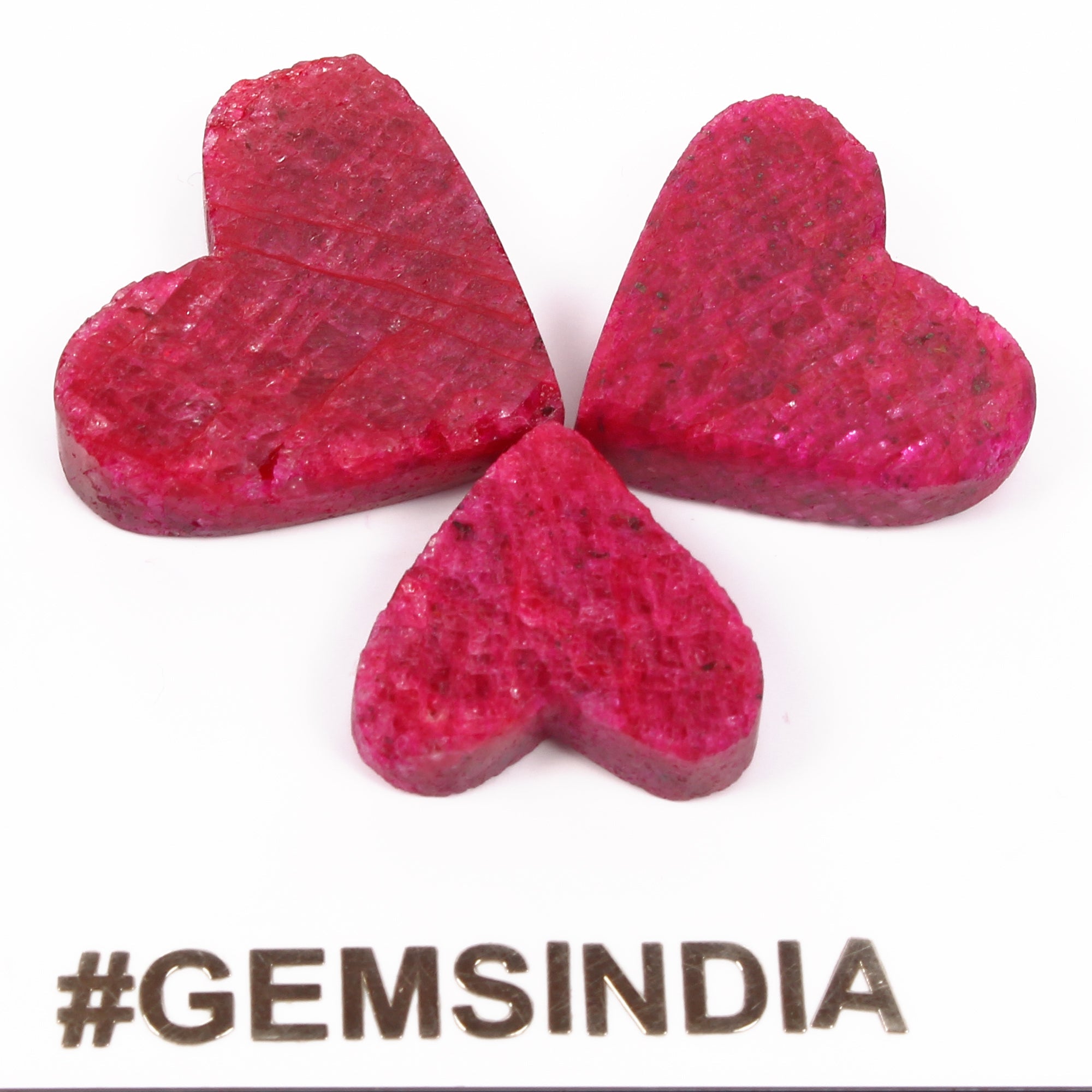 Certified 73.60 Ct/3 Pcs Natural Red Ruby Heart Cut Loose 16-20mm Gems For Jewel