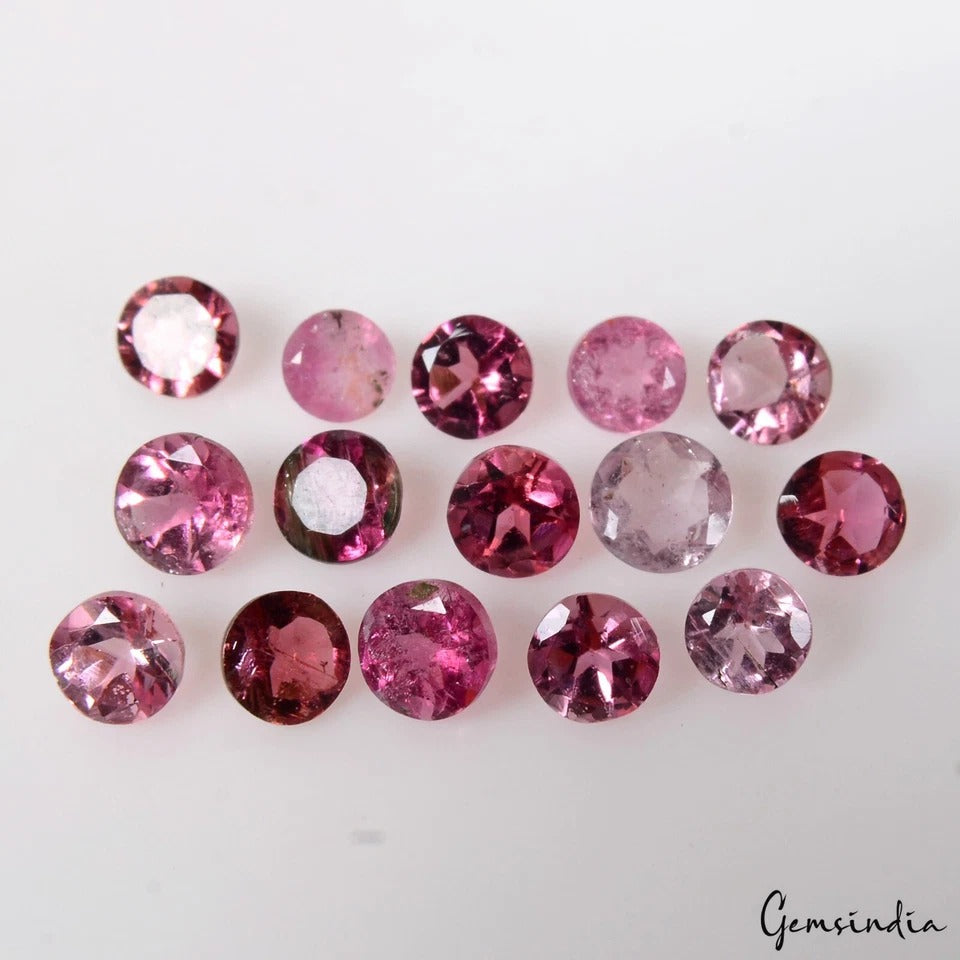 Pink Tourmaline Lot, Loose Gemstone, Round Cut, Untreated — 15 Pieces, 2.5mm to 3.5 mm, 2.80 Ct