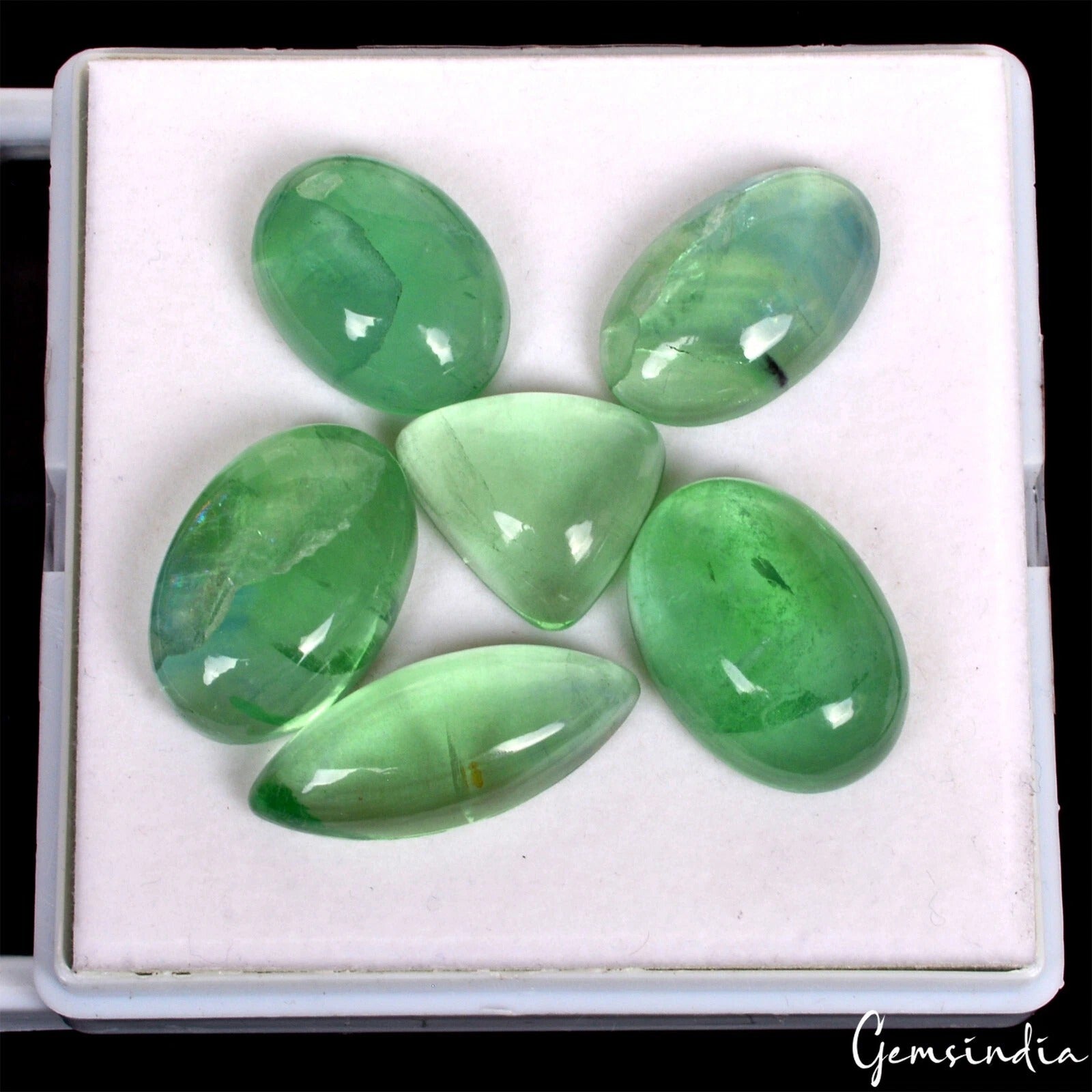 Fluorite Lot, Cabochon, Untreated — 6 Pieces, 23mm to 35mm, 292.00 Ct