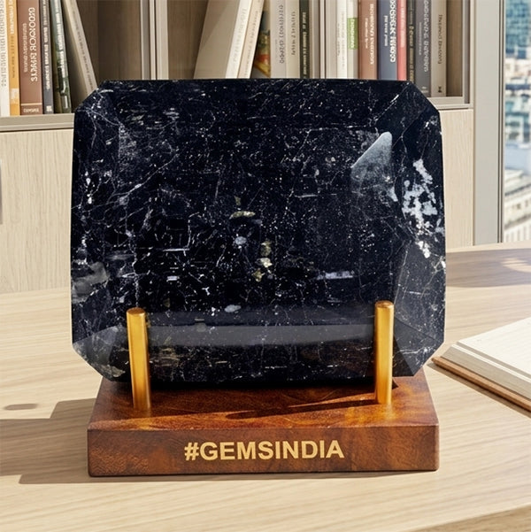 750 Gram Natural Rare Black Tourmaline Emerald Cut Earth Mined Huge Gemstone