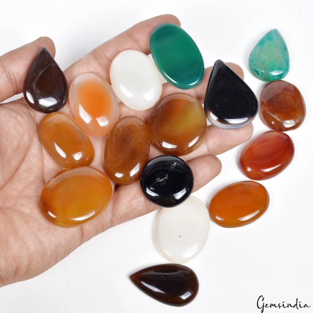 Onyx Lot, Cabochon, Untreated, Multi Color — 16 Pieces, 27mm to 38mm, 880 Ct