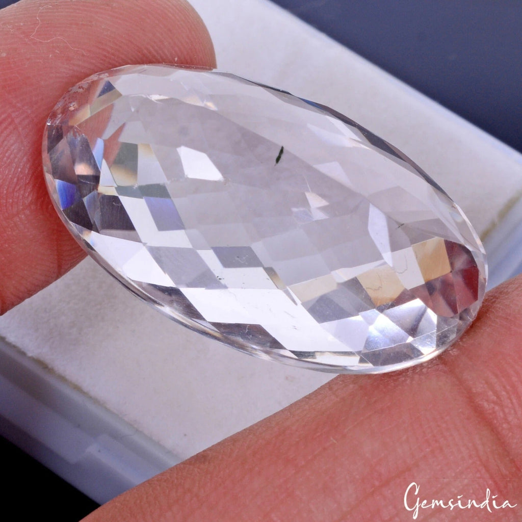 Natural Untreated Amethyst Oval Checker Cut 46.00 Ct Loose Gemstone For Jewelry