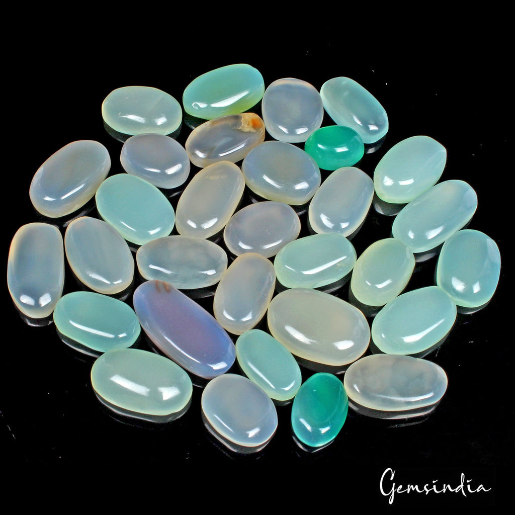 520 Cts/31 Pcs Natural Untreated Aqua Green Blue Onyx Oval Cab Loose Gems Lot