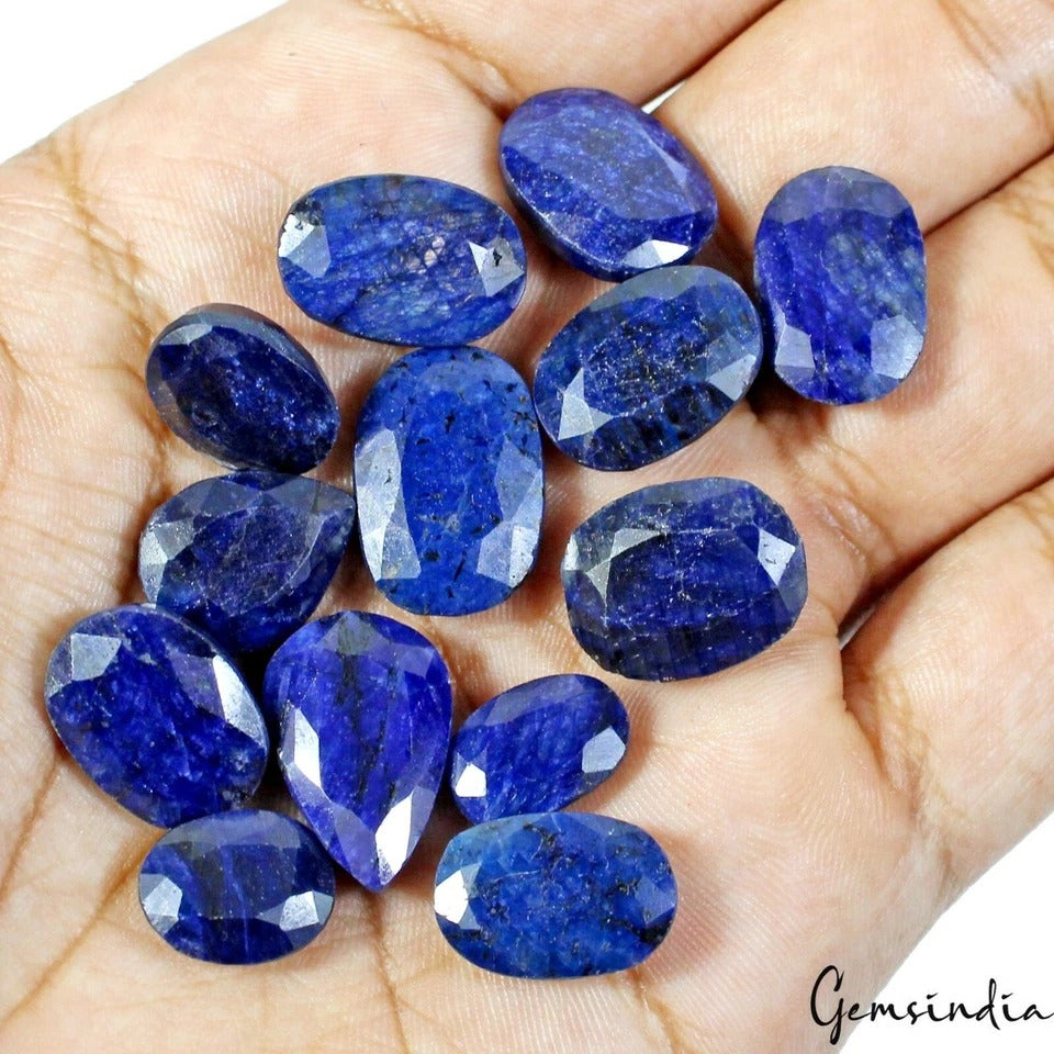 197.50 Ct Natural Royal Blue Sapphire Mix Cut Loose Ring Size Gemstones ~13 Pcs