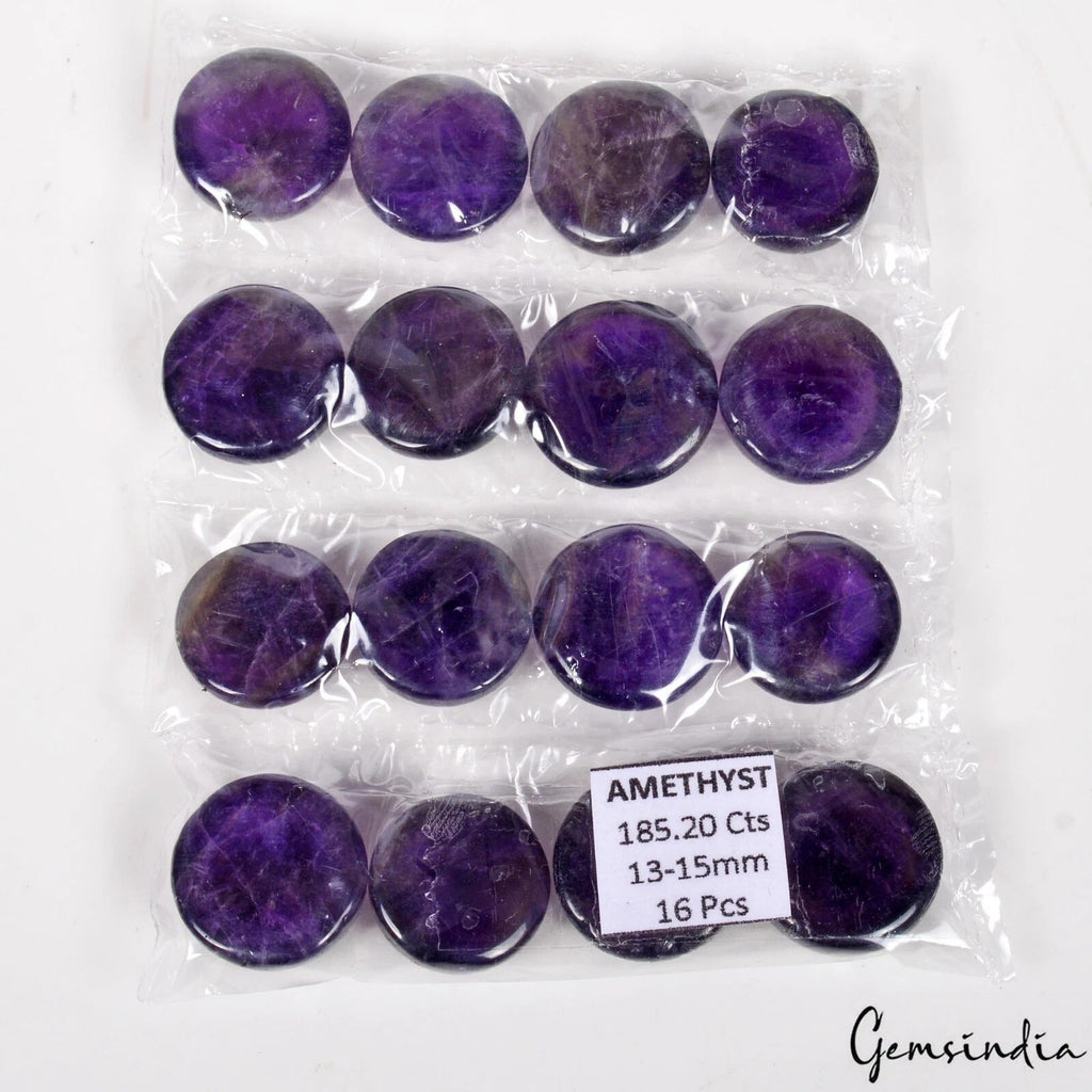 185 Ct/16 Pcs Natural Untreated Purple Amethyst Oval Cab Loose Gems For Jewelry