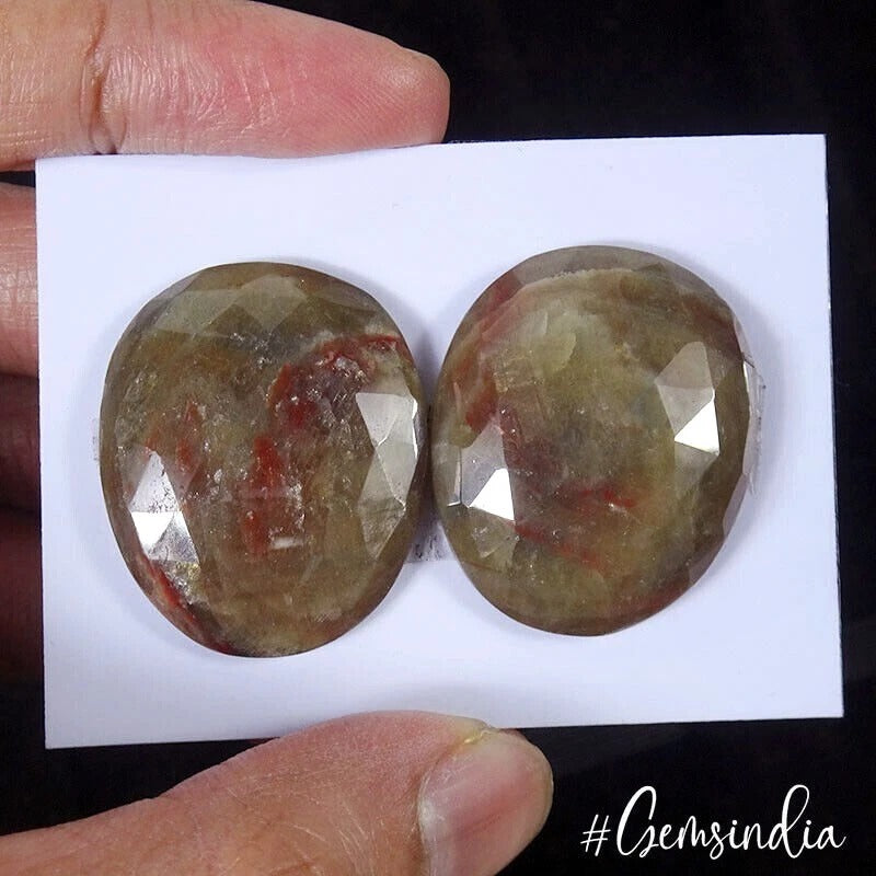 Sapphire Lot, Loose Gemstone, Untreated, Brown — 2 Pieces, 28x24mm, 91.40 Ct, Madagascar