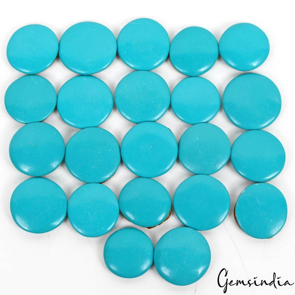 22 Pcs Constituted Turquoise 20-25mm Round Cabochon Loose Gemstones Lot~450 Cts
