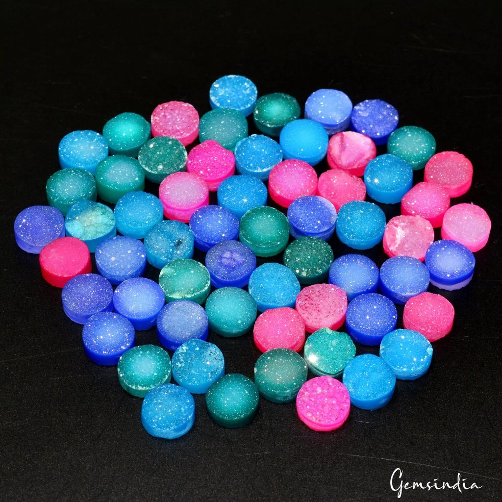 Multi Color Titanium Druzy Onyx Cabochon Lot 60 Pcs 240Ct Natural Gemstone~ Natu