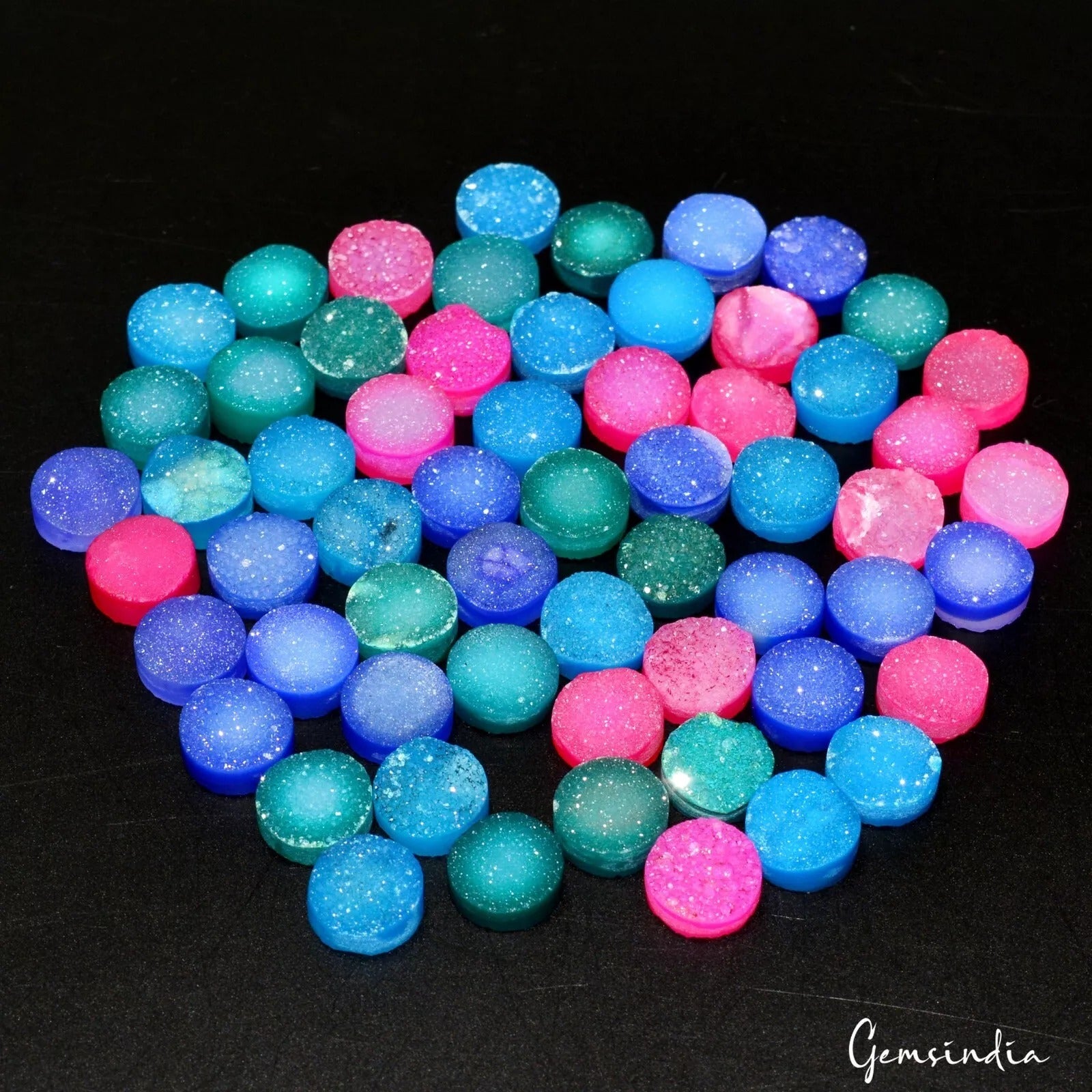 Multi Color Titanium Druzy Onyx Cabochon Lot 60 Pcs 240Ct Natural Gemstone~ Natu
