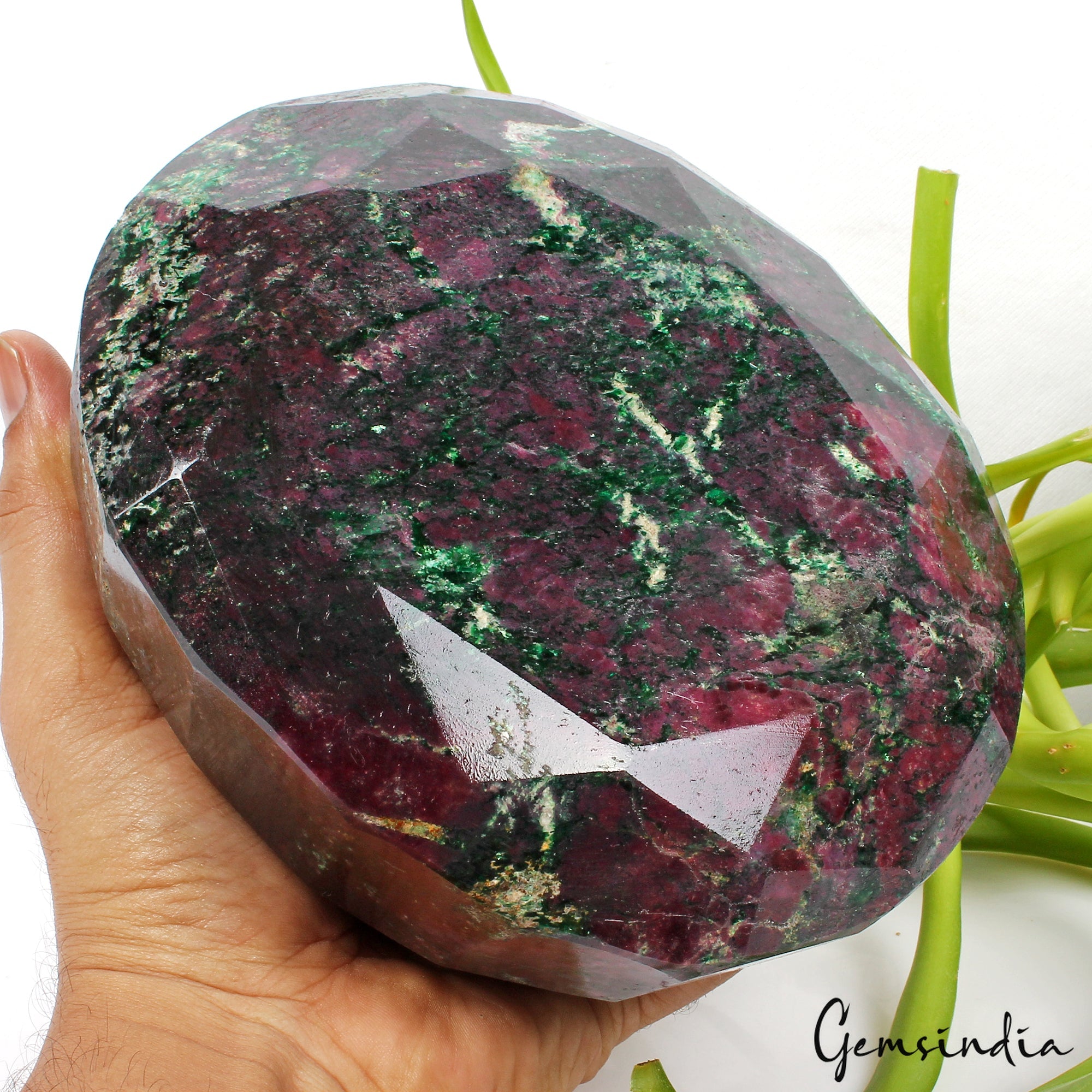 Large 4.4 Kg Natural Huge Green Red Ruby Zoisite Oval Faceted Untreated Gemstone