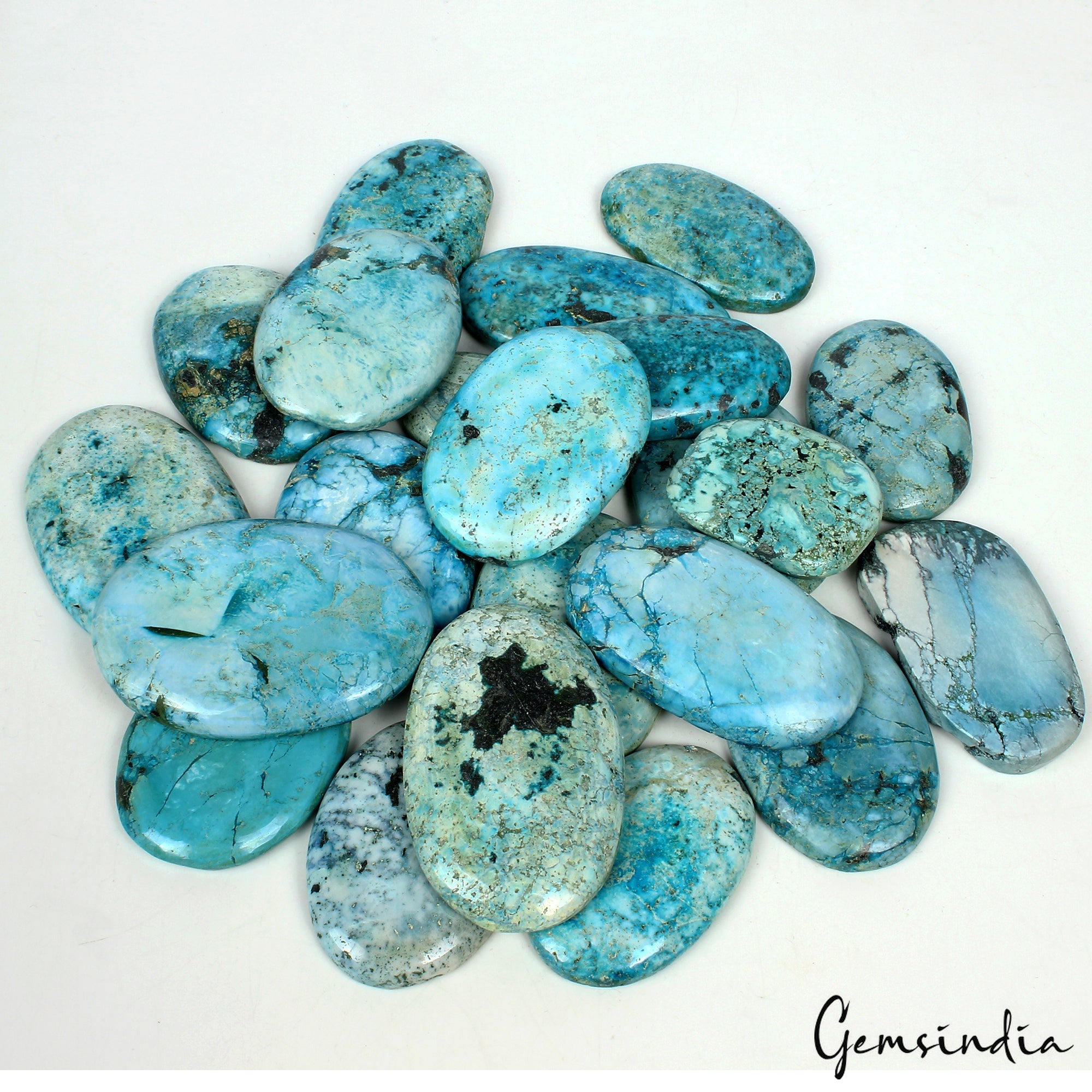 3200 Ct/22 Pcs Natural Designer Blue Turquoise Cabochon Loose Wholesale Gems Lot