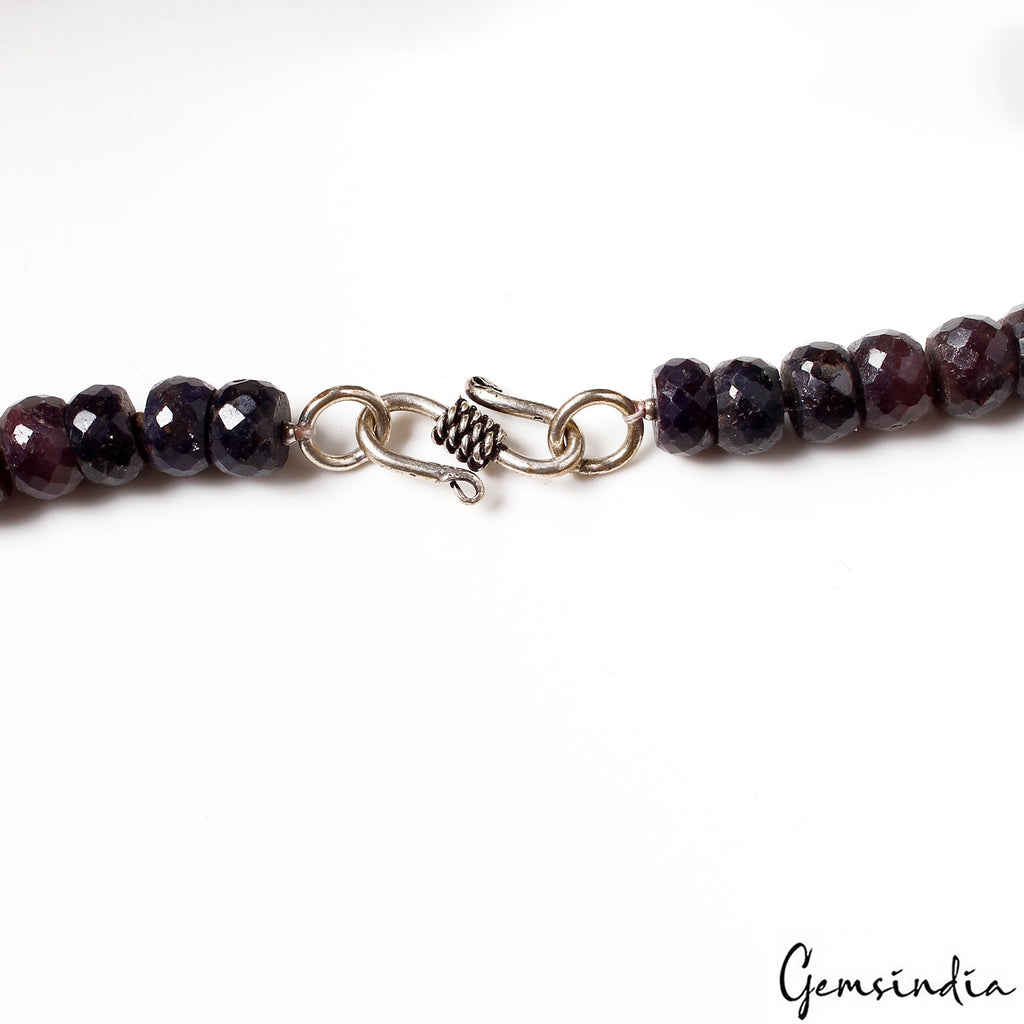 Handmade 19" Long Natural Sapphire Necklace with Emerald/Ruby Gem Beads~ 640 Cts