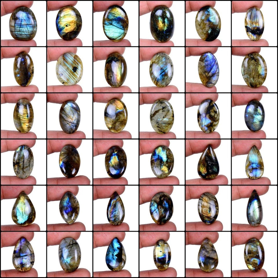Labradorite Lot, Loose Gemstone, Untreated — 36 Pieces, 27mm to 42mm, 1330 Ct