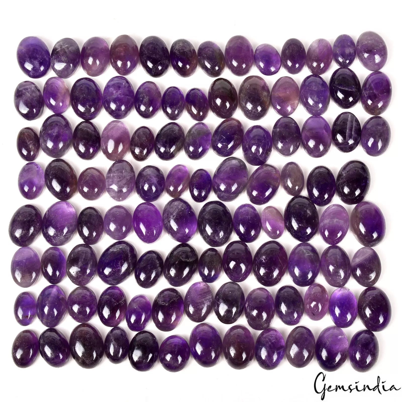 Amethyst Lot, Cabochon, Untreated, Purple — 100 Pieces, 11mm to 15mm, 570 Ct, Madagascar