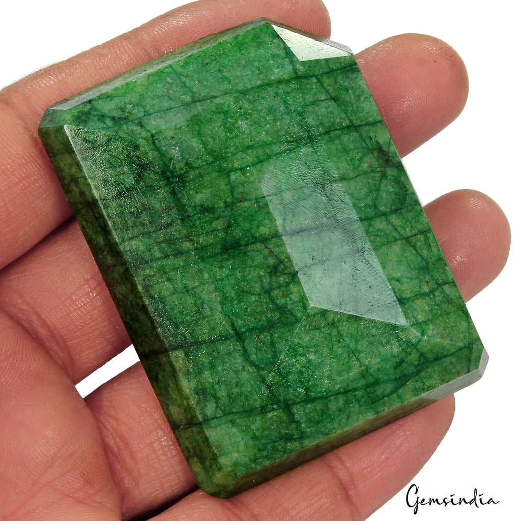 480 Ct Natural Finest Green Brazilian Emerald Fancy Cut Faceted Earth Mined Gems