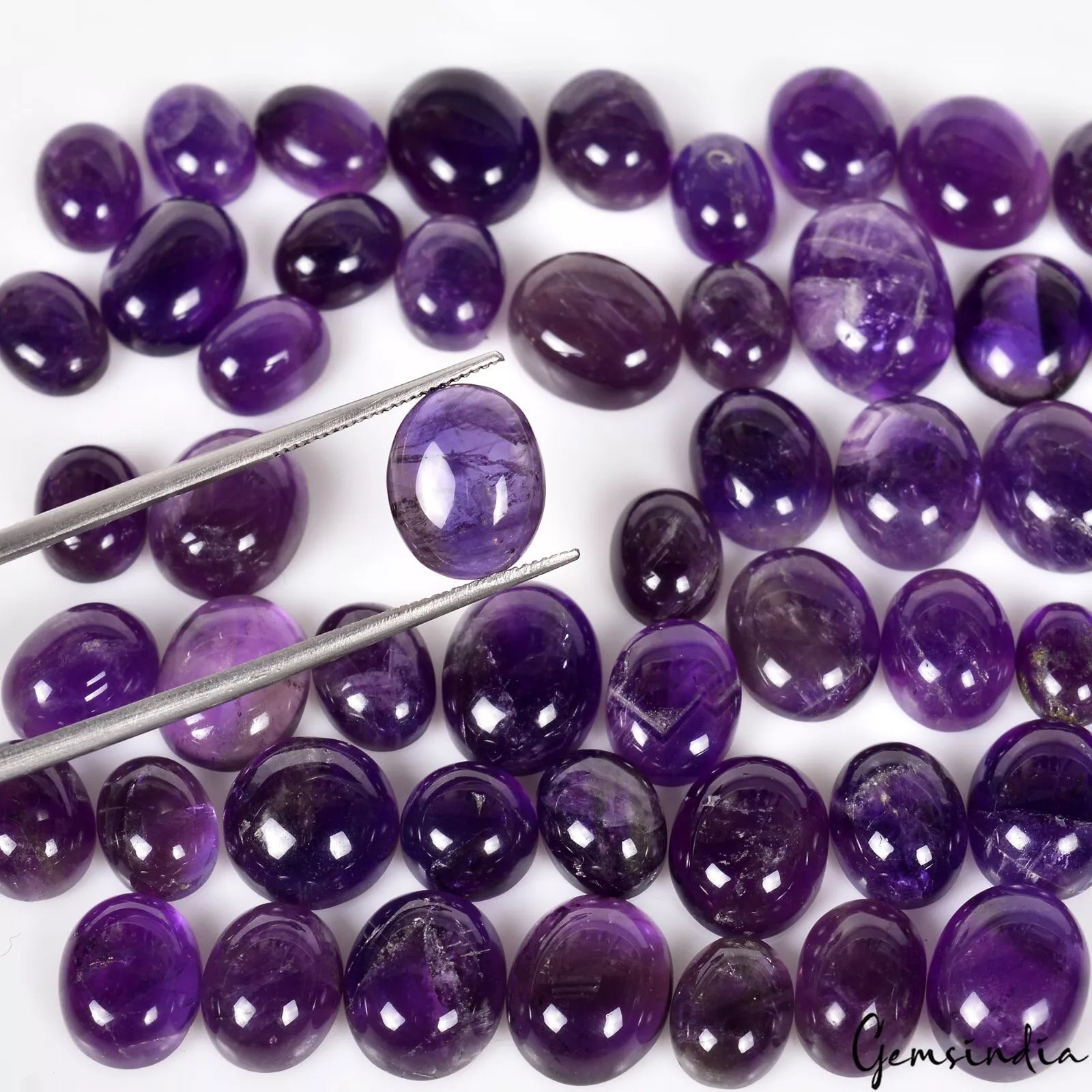 Amethyst Cabochon, Untreated, Purple — 8mm to 13mm, 163.80 Ct, Madagascar