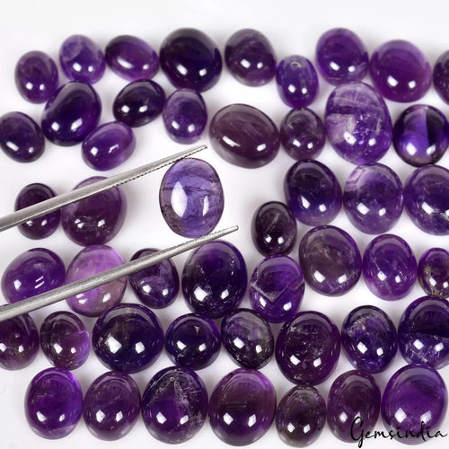Amethyst Cabochon, Untreated, Purple — 8mm to 13mm, 163.80 Ct, Madagascar